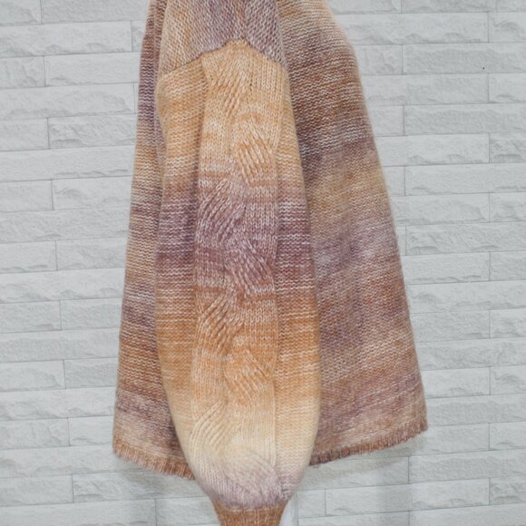 LC LAUREN CONRAD Sweater Ombre Cable Knit Sleeve Oversized Marled Fall X-Large - Picture 3 of 12